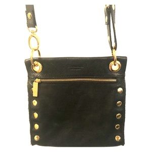 Hammit Medium black leather crossbody with gold